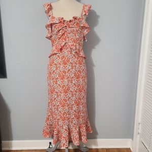 Lucy Paris Ruffled Floral Midi Dress Size‎ Medium